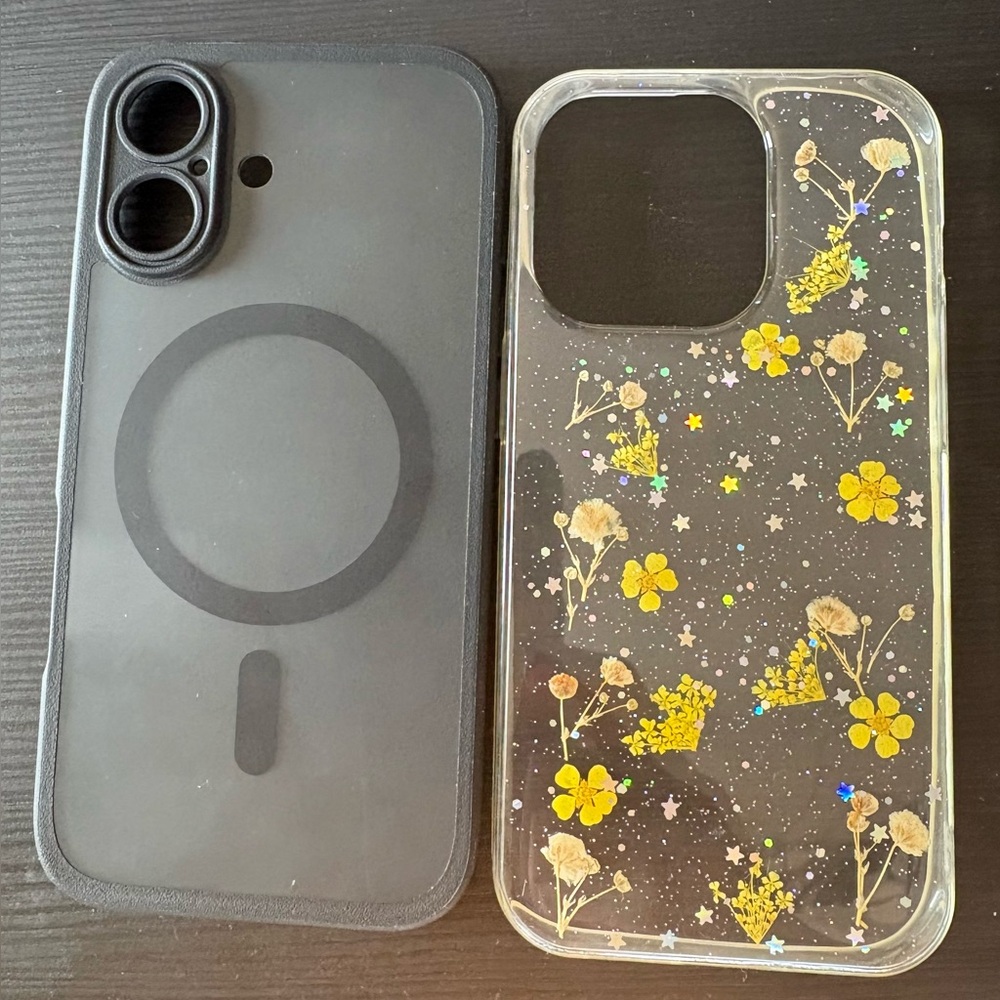 Floral Clear Phone Case with Black Magnetic Case